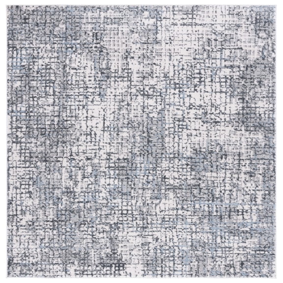 SAFAVIEH Toscana Jannah Abstract Polyester Area Rug, Ivory/Grey, 6'7" x 6'7" Square