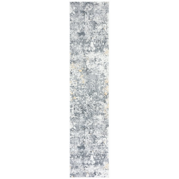 SAFAVIEH Toscana Nowell Abstract Polyester Runner Rug, Ivory/Dark Grey, 2' x 9'