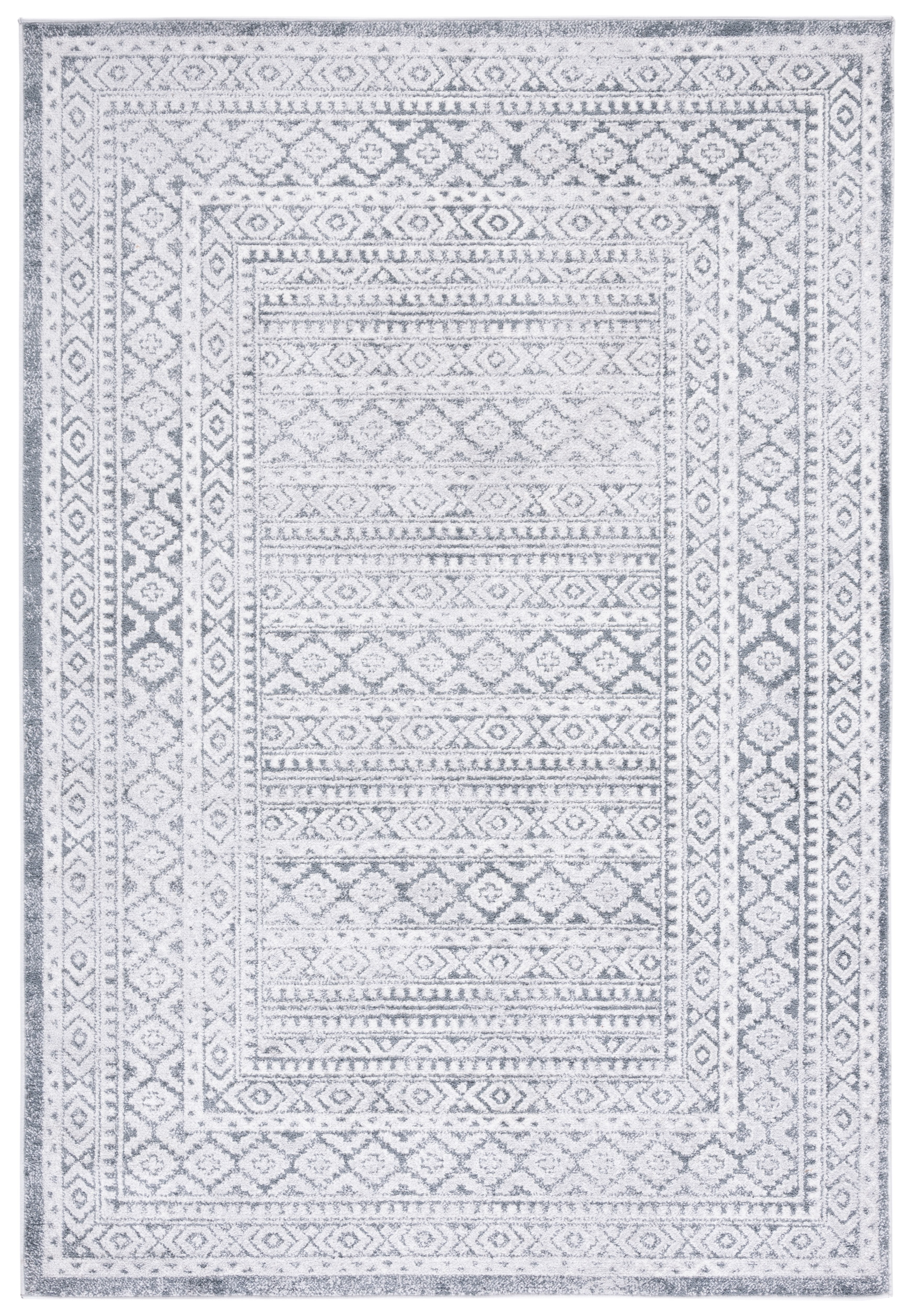 Handmade Gray Abstract Synthetic Square Rug, 8' x 10'