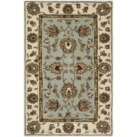 SAFAVIEH Total Performance Comgan Floral Area Rug, Light Blue/Ivory, 3' x 5'
