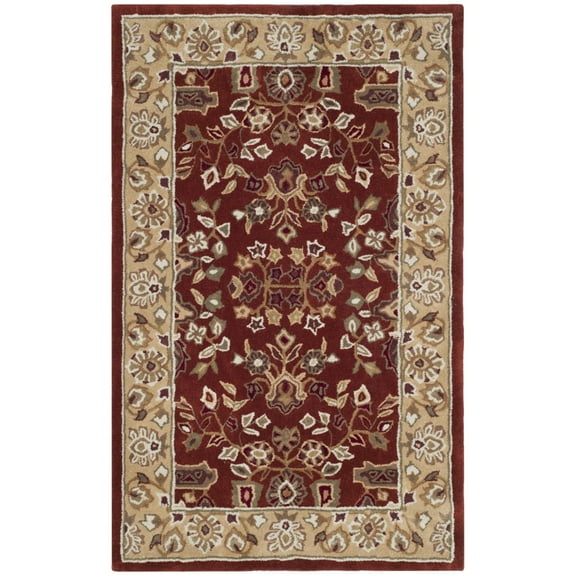 SAFAVIEH Total Performance Josh Floral Bordered Area Rug, Rust/Green, 4' x 6'