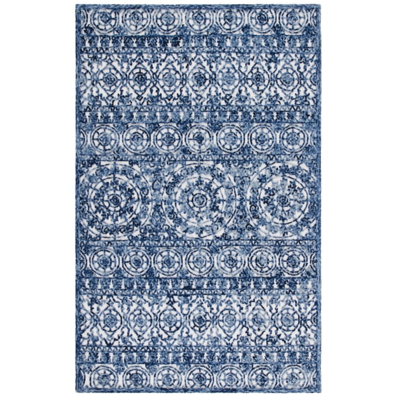 SAFAVIEH Trace Aditi Oriental Area Rug, Navy/Ivory, 6' x 9'