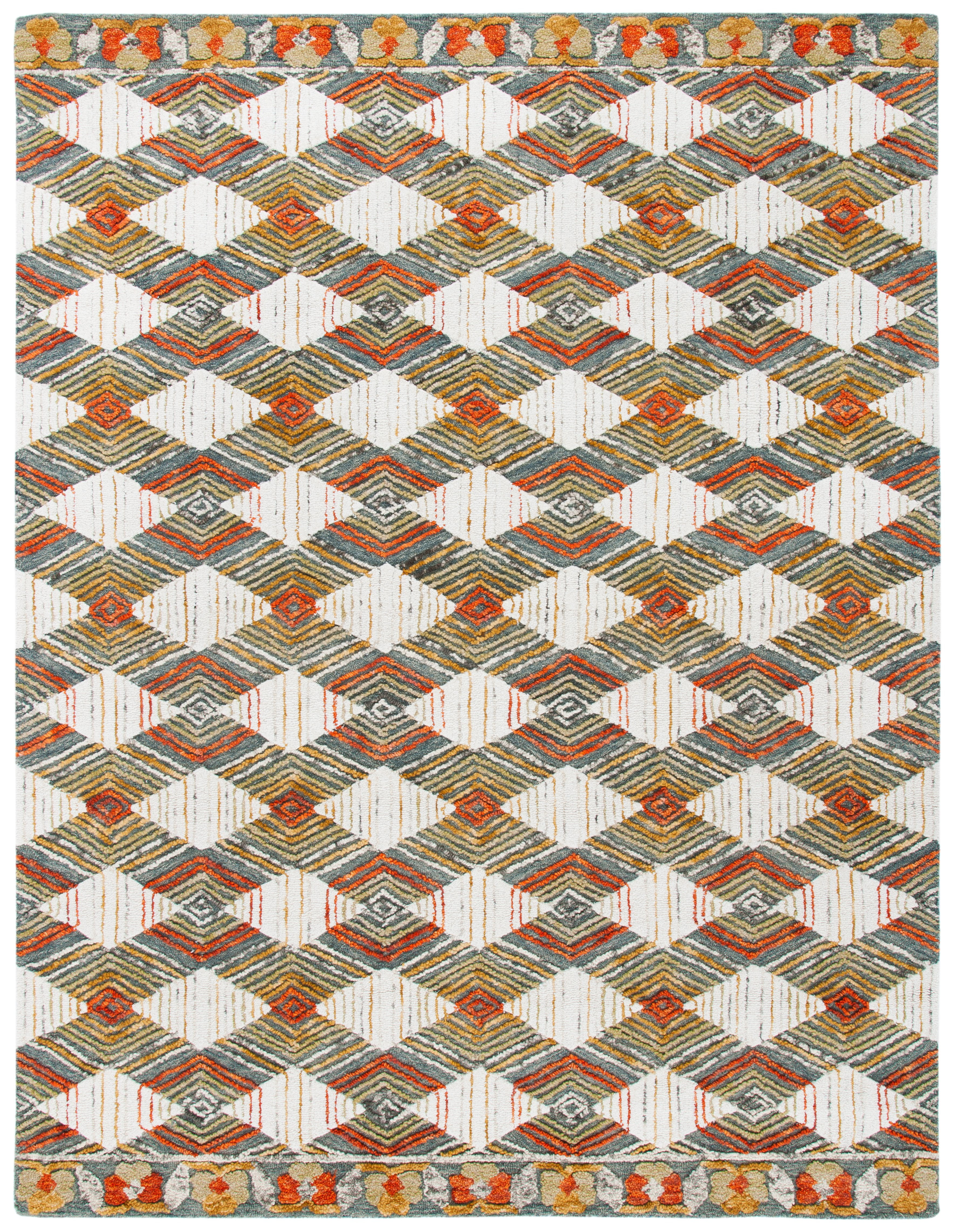 SAFAVIEH Trace Adrasteia Geometric Area Rug, Blue/Ivory, 10' x 14'