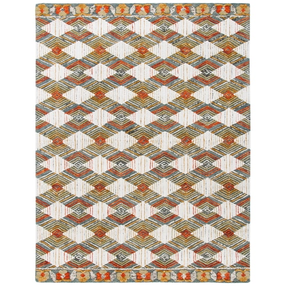 SAFAVIEH Trace Adrasteia Geometric Area Rug, Blue/Ivory, 9' x 12'