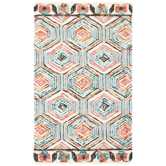 SAFAVIEH Trace Adrasteia Geometric Area Rug, Ivory/Light Blue, 2' x 3'
