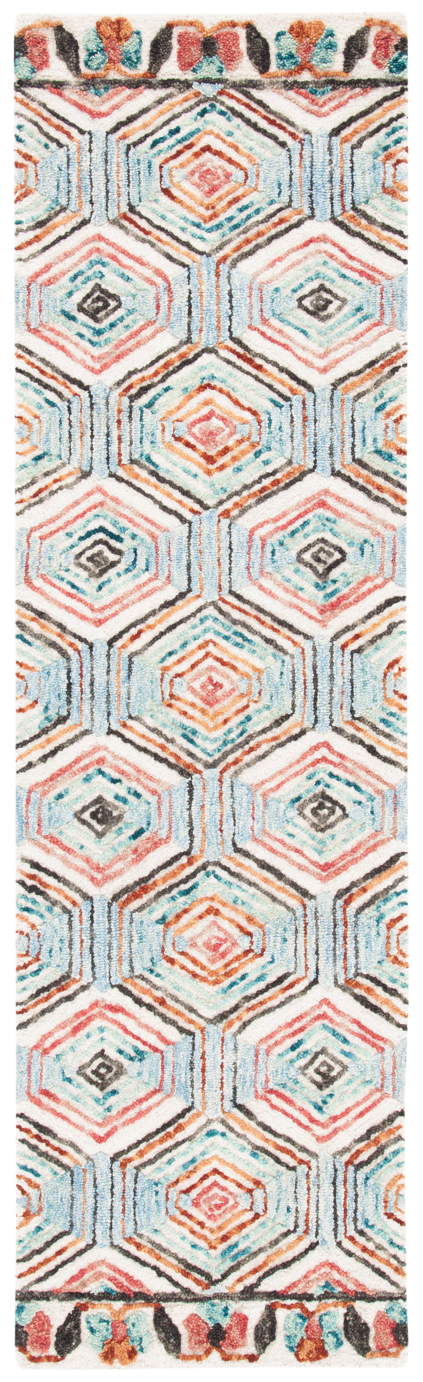 Handmade Light Blue Wool Tufted Area Rug 24" x 12"