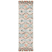 SAFAVIEH Trace Adrasteia Geometric Runner Rug, Ivory/Light Blue, 2'3" x 14'