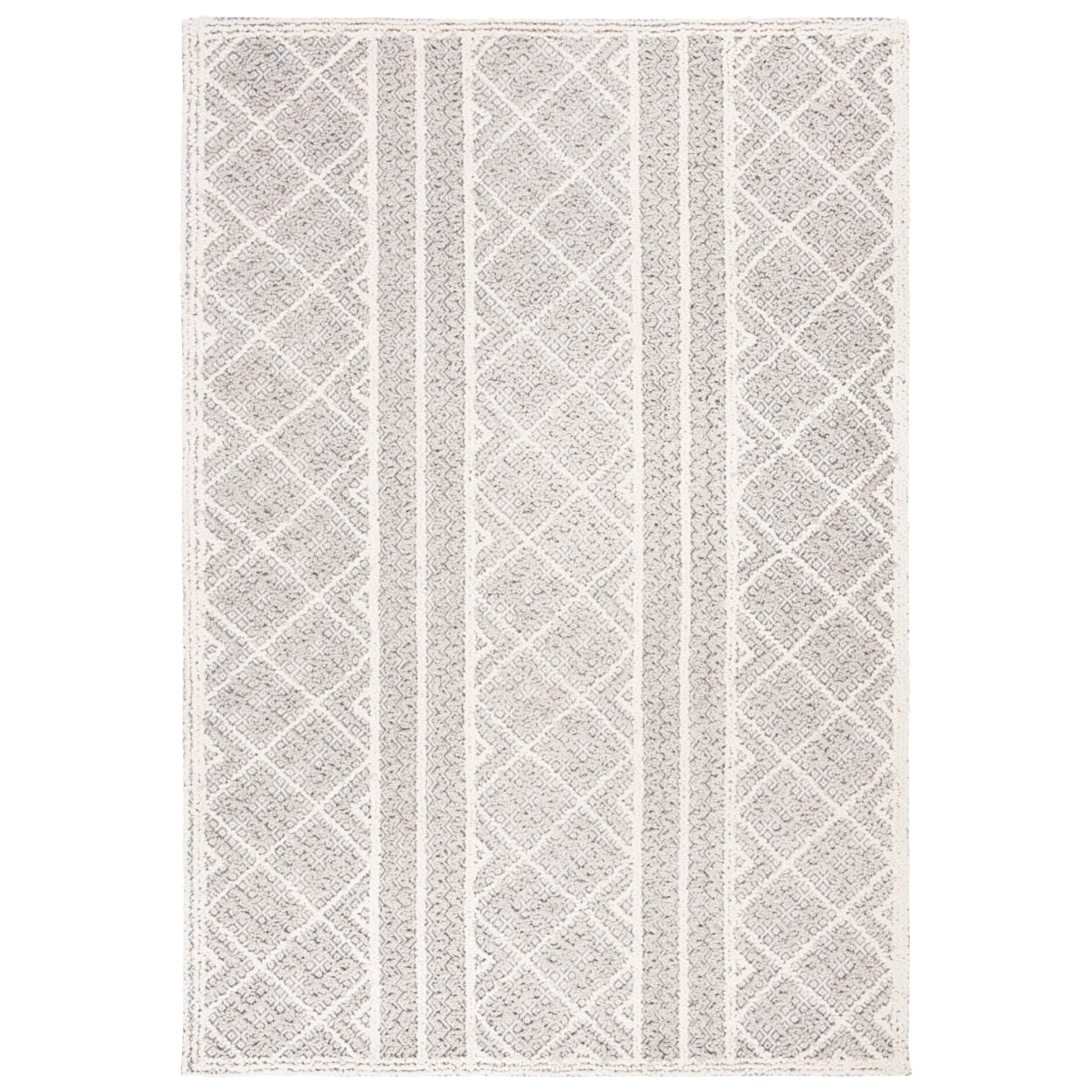 Gray and Beige Hand-Tufted Wool Rectangular Area Rug 4' x 6'