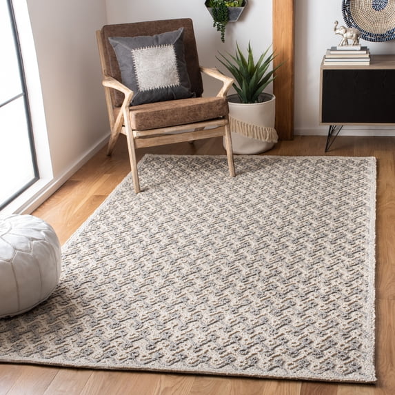 SAFAVIEH Trace Aphrodite Geometric Chevron Area Rug, Grey/Beige, 4' x 6'