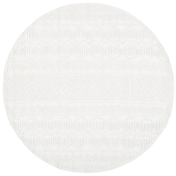 SAFAVIEH Trace Avaline Geometric Area Rug, Ivory, 6'6" x 6'6" Round