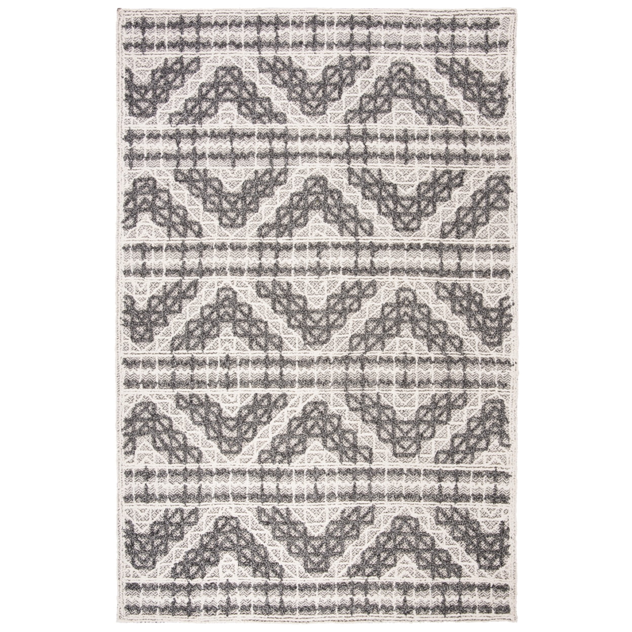 Hand-Tufted Gray and Charcoal Wool Rectangular Area Rug 4' x 6'