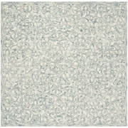 SAFAVIEH Trace Bryan Geometric Area Rug, Blue/Ivory, 4' x 4' Square