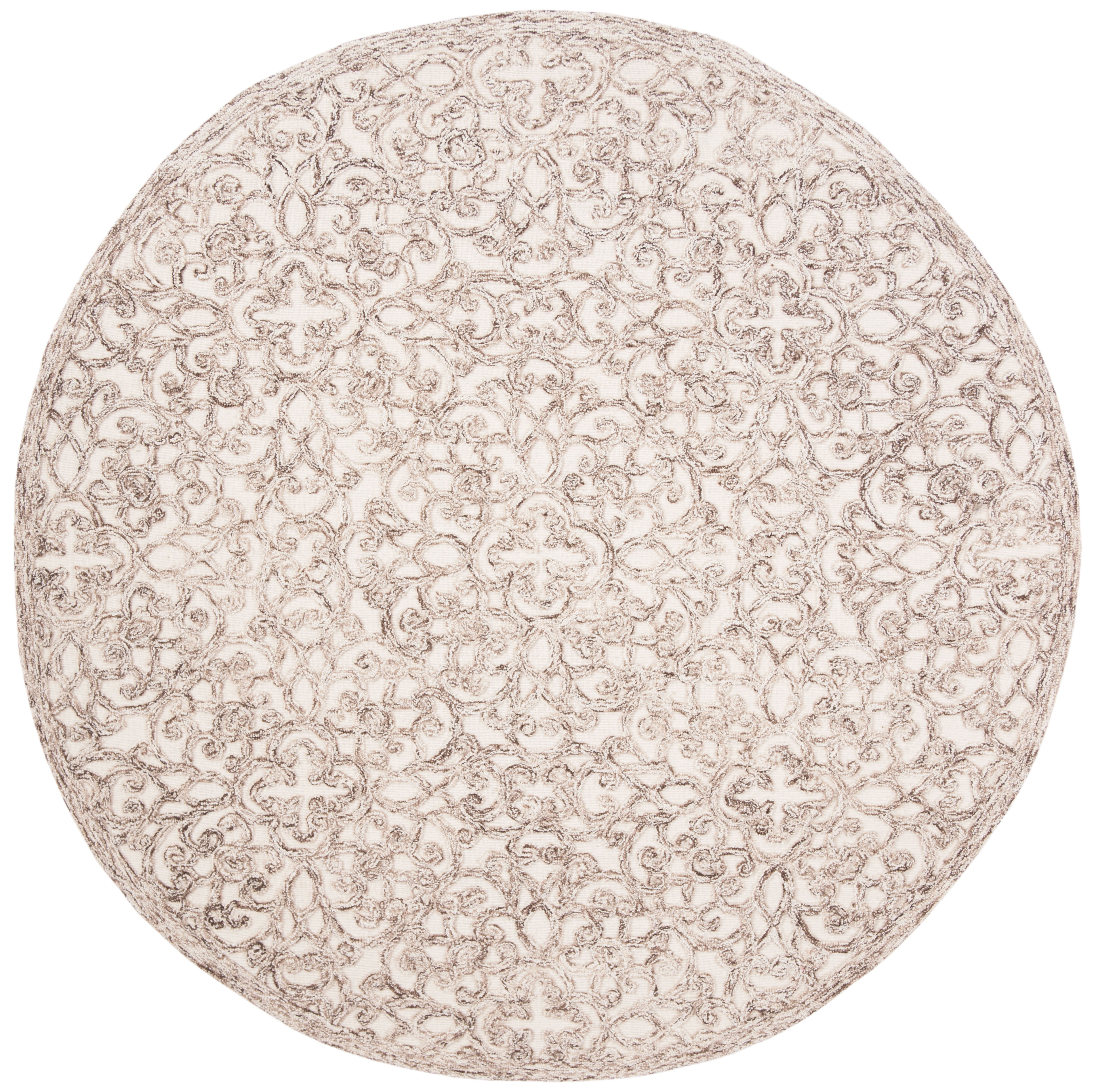 SAFAVIEH Trace Bryan Geometric Area Rug, Brown/Ivory, 8' x 8' Round