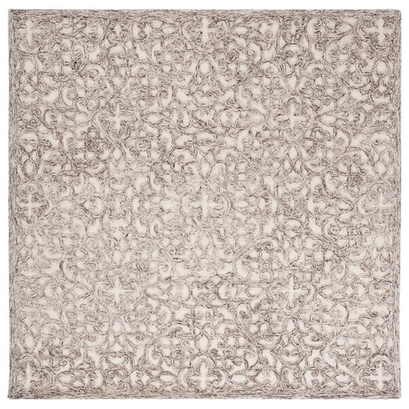 SAFAVIEH Trace Bryan Geometric Area Rug, Brown/Ivory, 8' x 8' Square