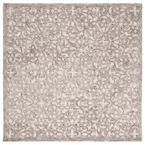 SAFAVIEH Trace Bryan Geometric Area Rug, Brown/Ivory, 8' x 8' Square