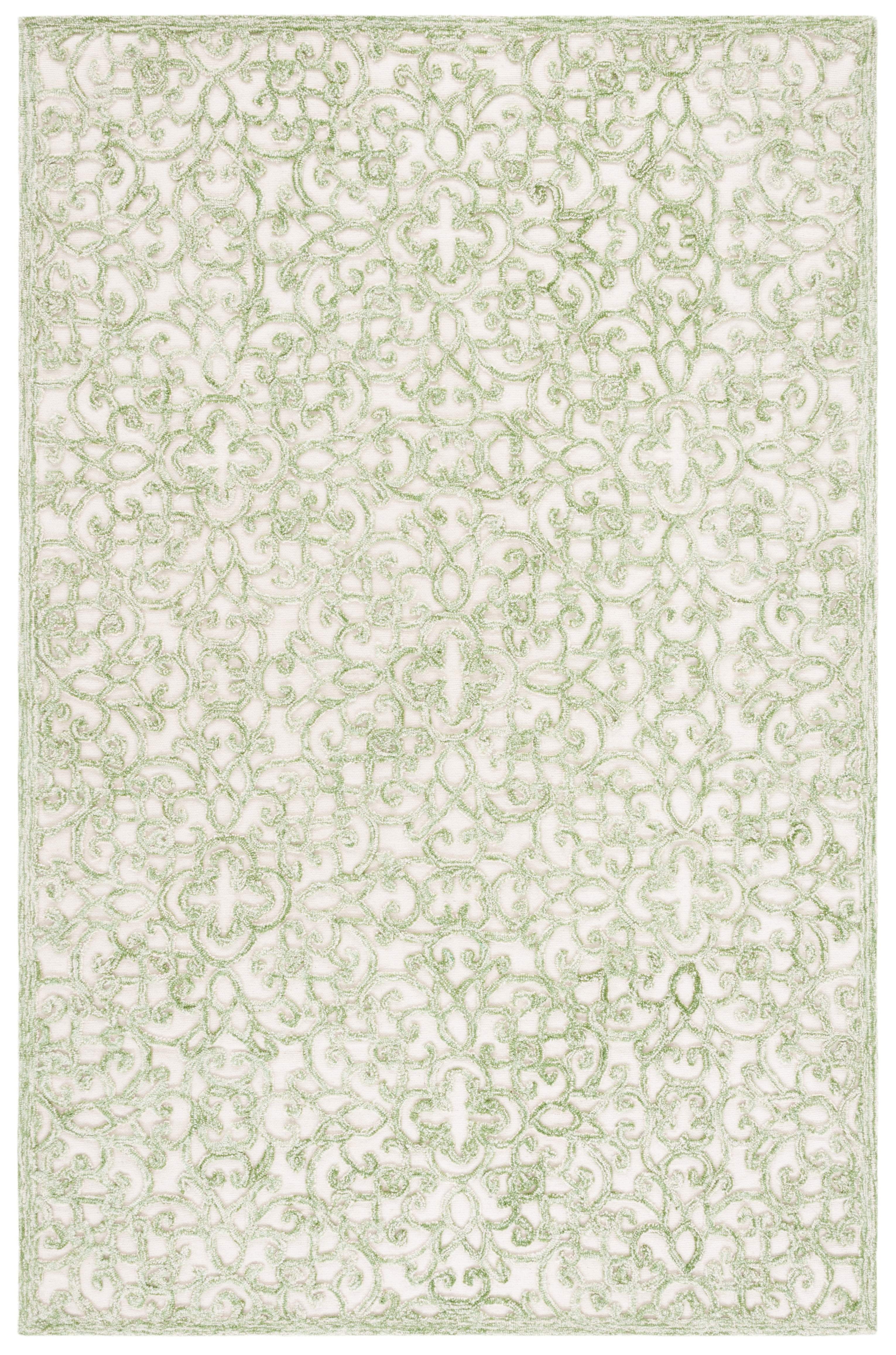SAFAVIEH Trace Bryan Geometric Area Rug, Ivory/Green, 3' x 5'
