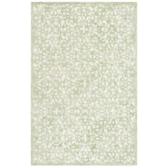 SAFAVIEH Trace Bryan Geometric Area Rug, Ivory/Green, 5' x 8'