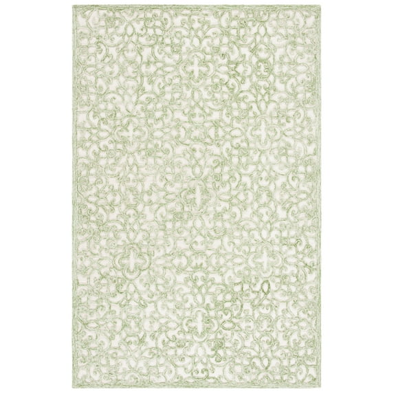 SAFAVIEH Trace Bryan Geometric Area Rug, Ivory/Green, 5' x 8'