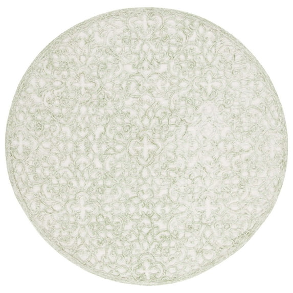 SAFAVIEH Trace Bryan Geometric Area Rug, Ivory/Green, 6' x 6' Round
