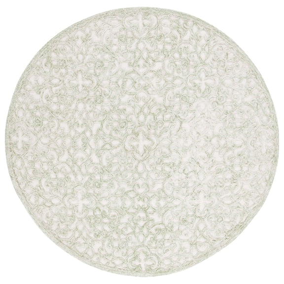 SAFAVIEH Trace Bryan Geometric Area Rug, Ivory/Green, 6' x 6' Round