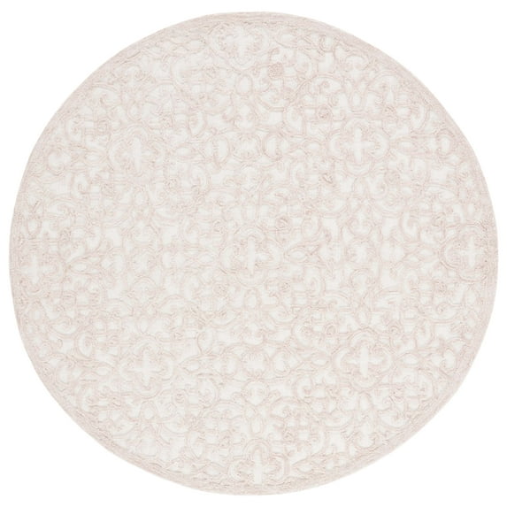 SAFAVIEH Trace Bryan Geometric Area Rug, Ivory/Pink, 6' x 6' Round