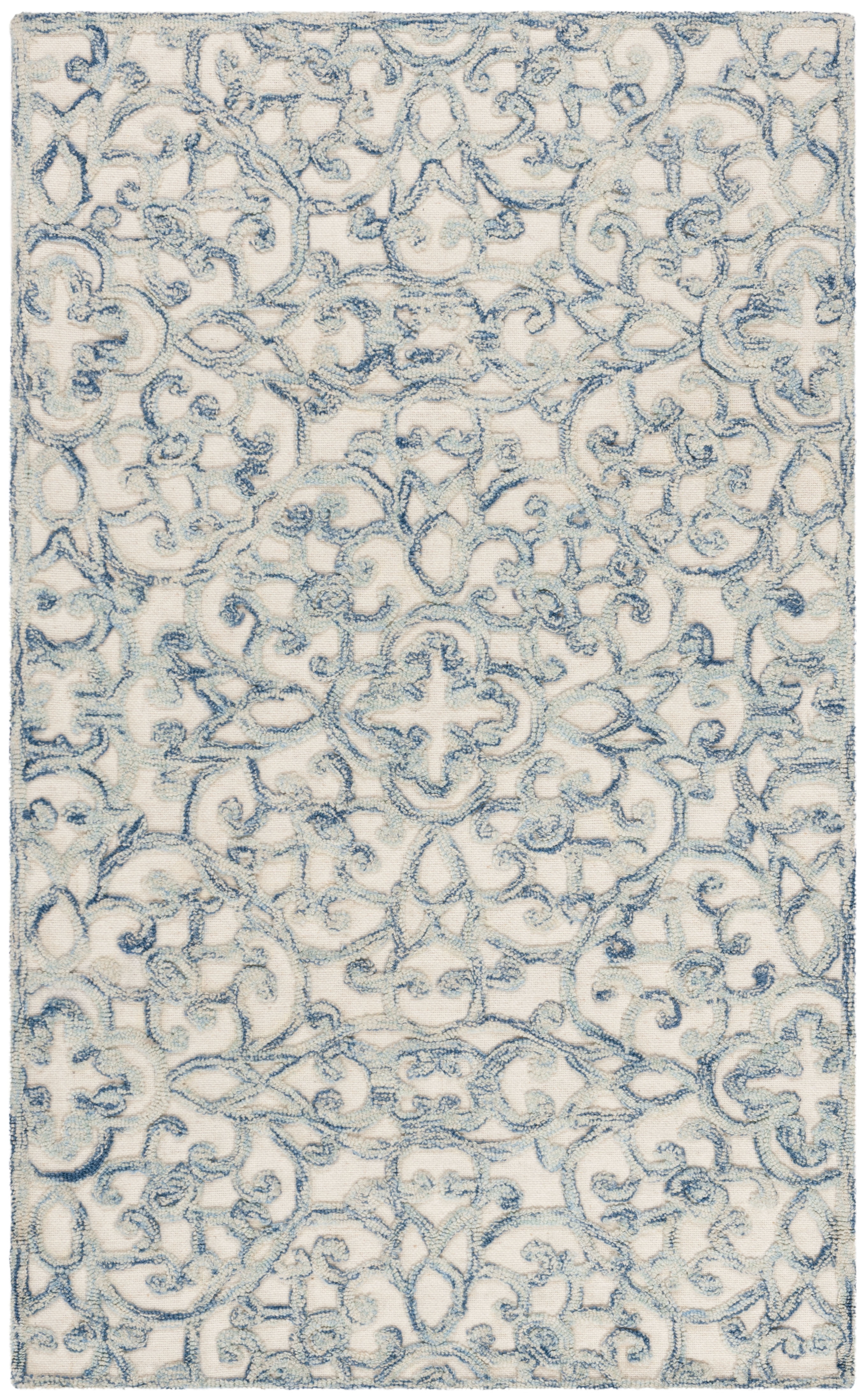 SAFAVIEH Trace Bryan Geometric Area Rug, Blue/Ivory, 4' x 6'