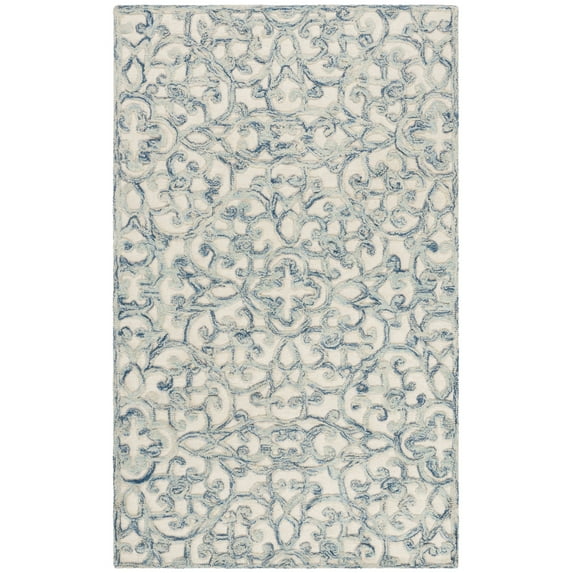 SAFAVIEH Trace Bryan Geometric Area Rug, Blue/Ivory, 4' x 6'
