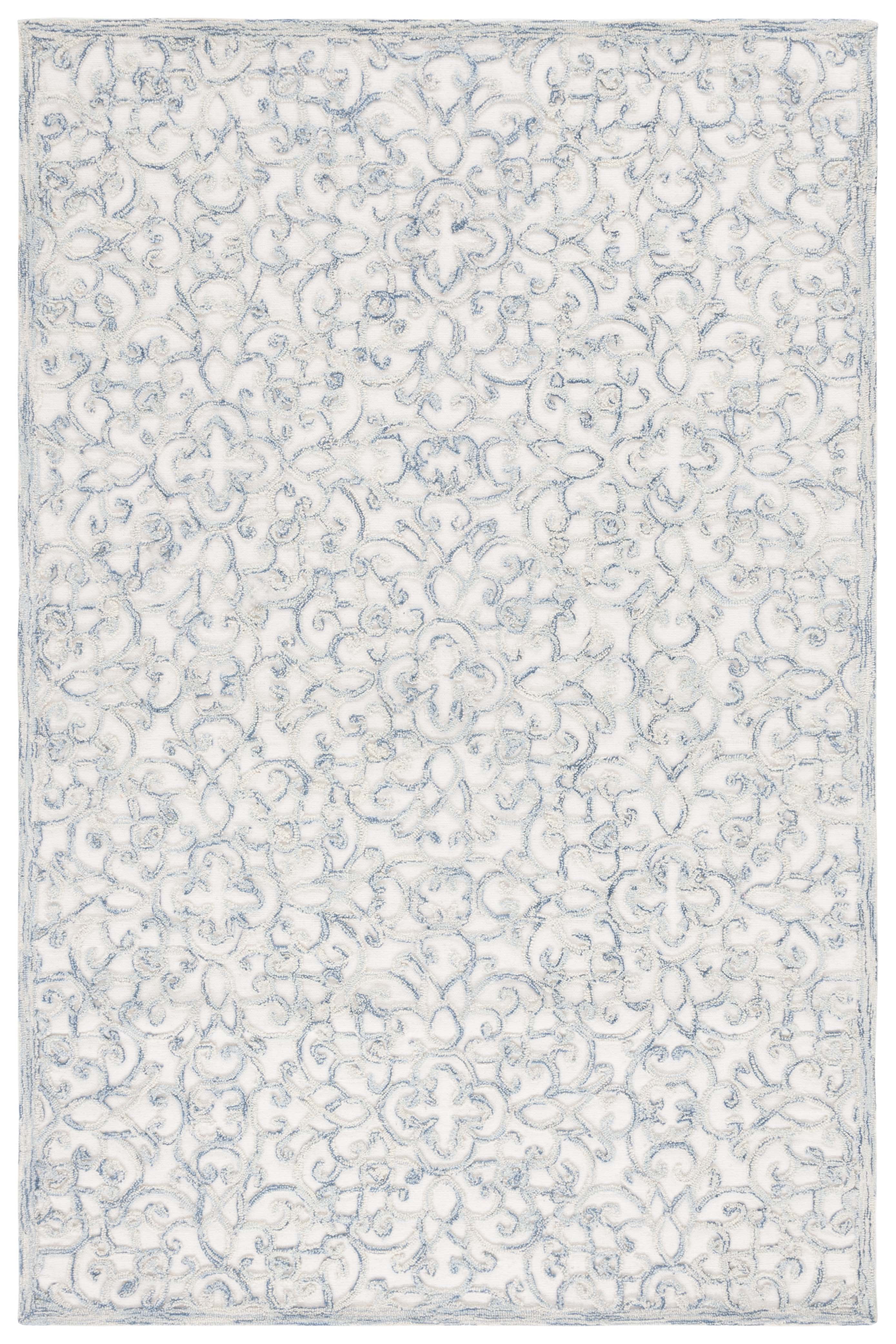SAFAVIEH Trace Bryan Geometric Area Rug, Blue/Ivory, 5' x 8'