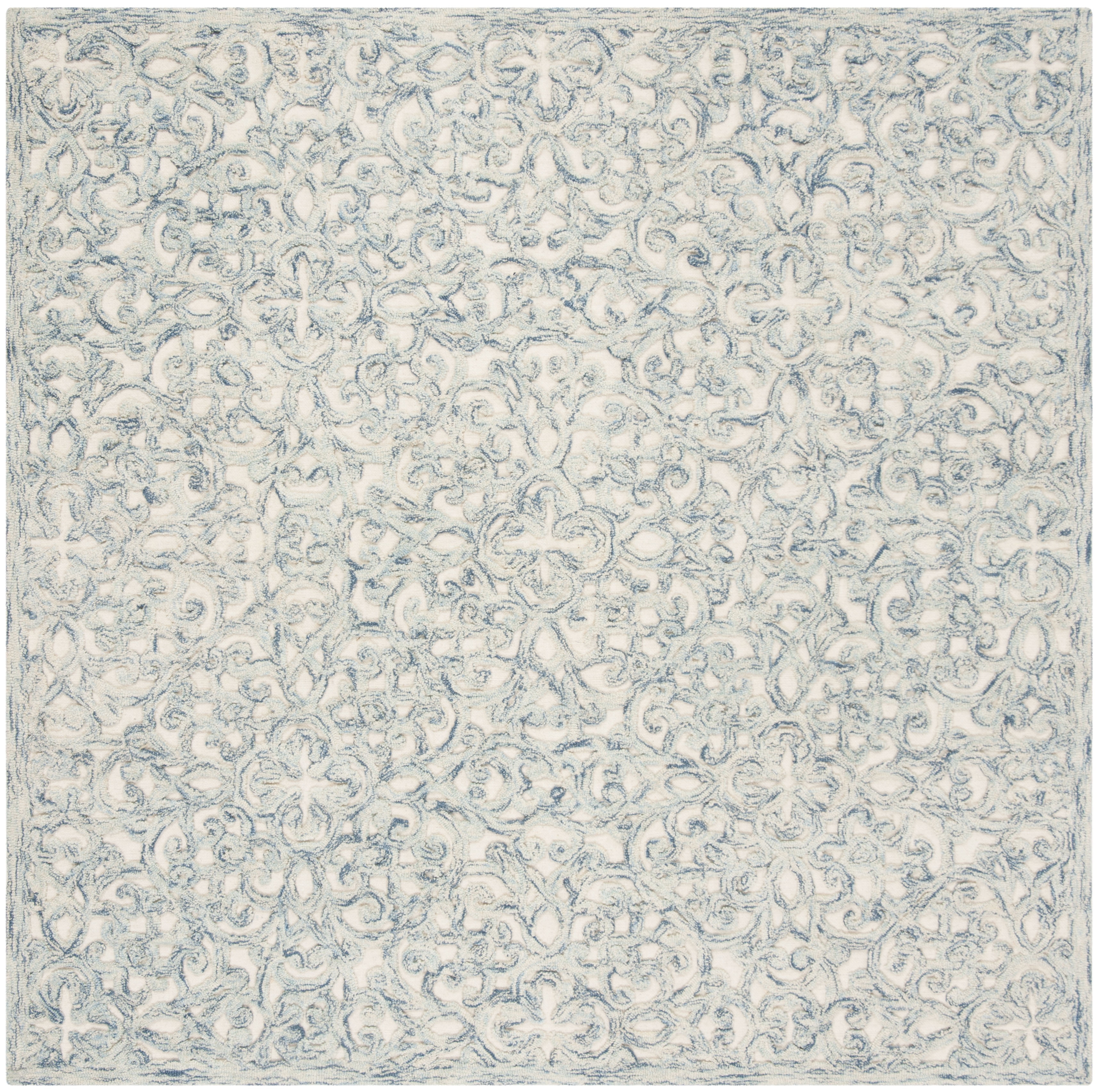 SAFAVIEH Trace Bryan Geometric Area Rug, Blue/Ivory, 6' x 6' Square