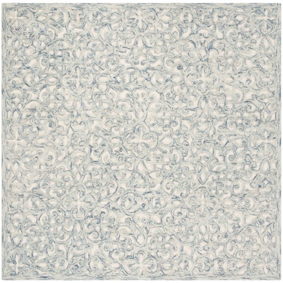 SAFAVIEH Trace Bryan Geometric Area Rug, Blue/Ivory, 6' x 6' Square