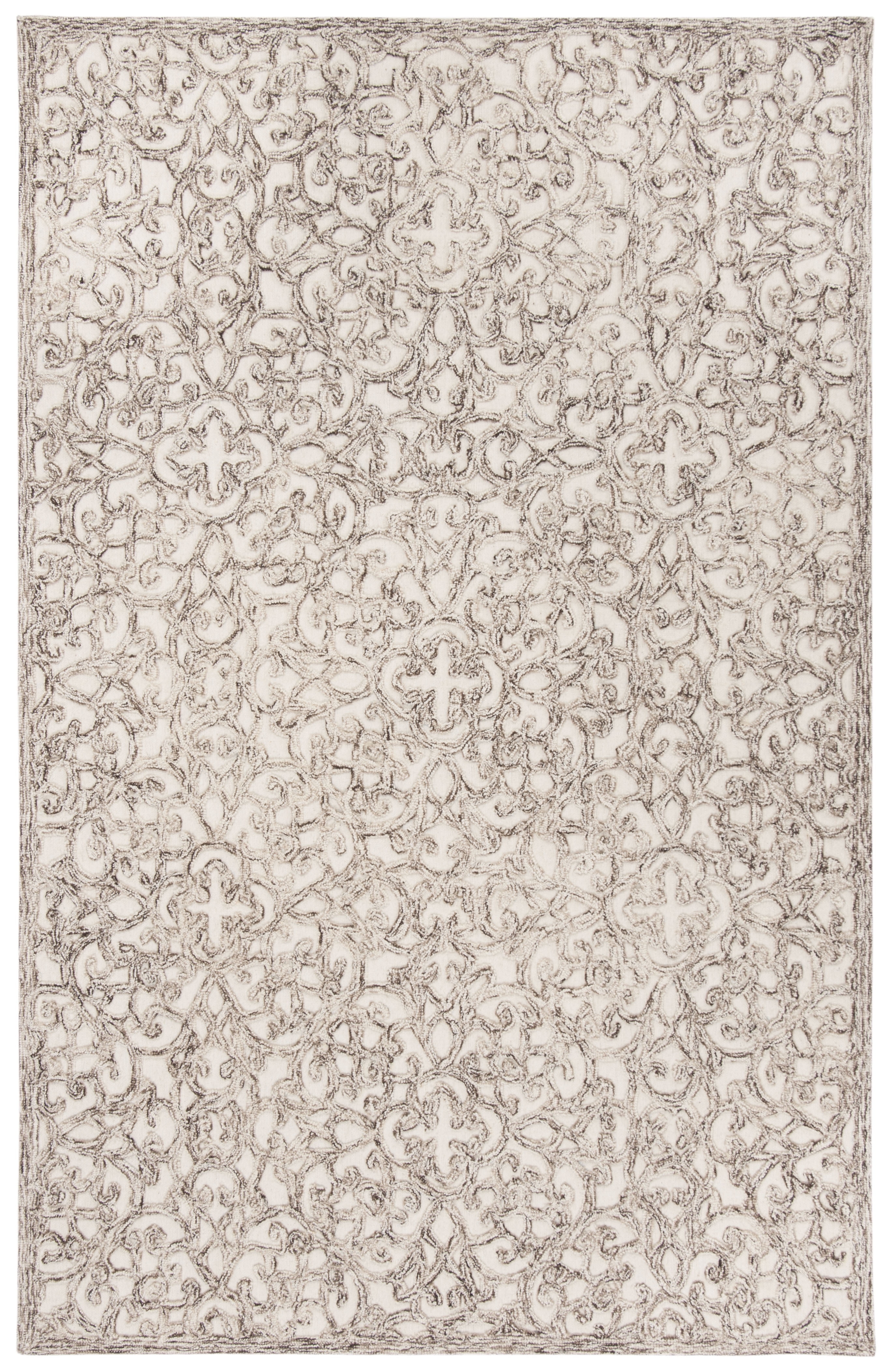 Ivory and Brown Hand-Tufted Wool Area Rug 3' x 5'