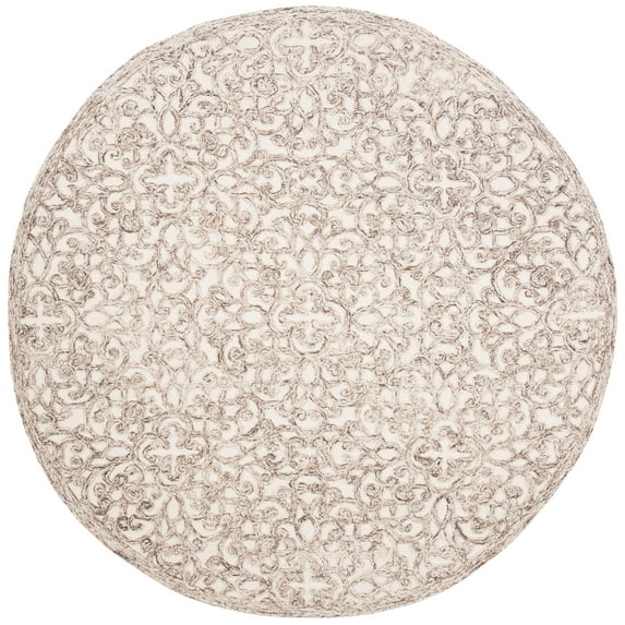 SAFAVIEH Trace Bryan Geometric Area Rug, Brown/Ivory, 6' x 6' Round