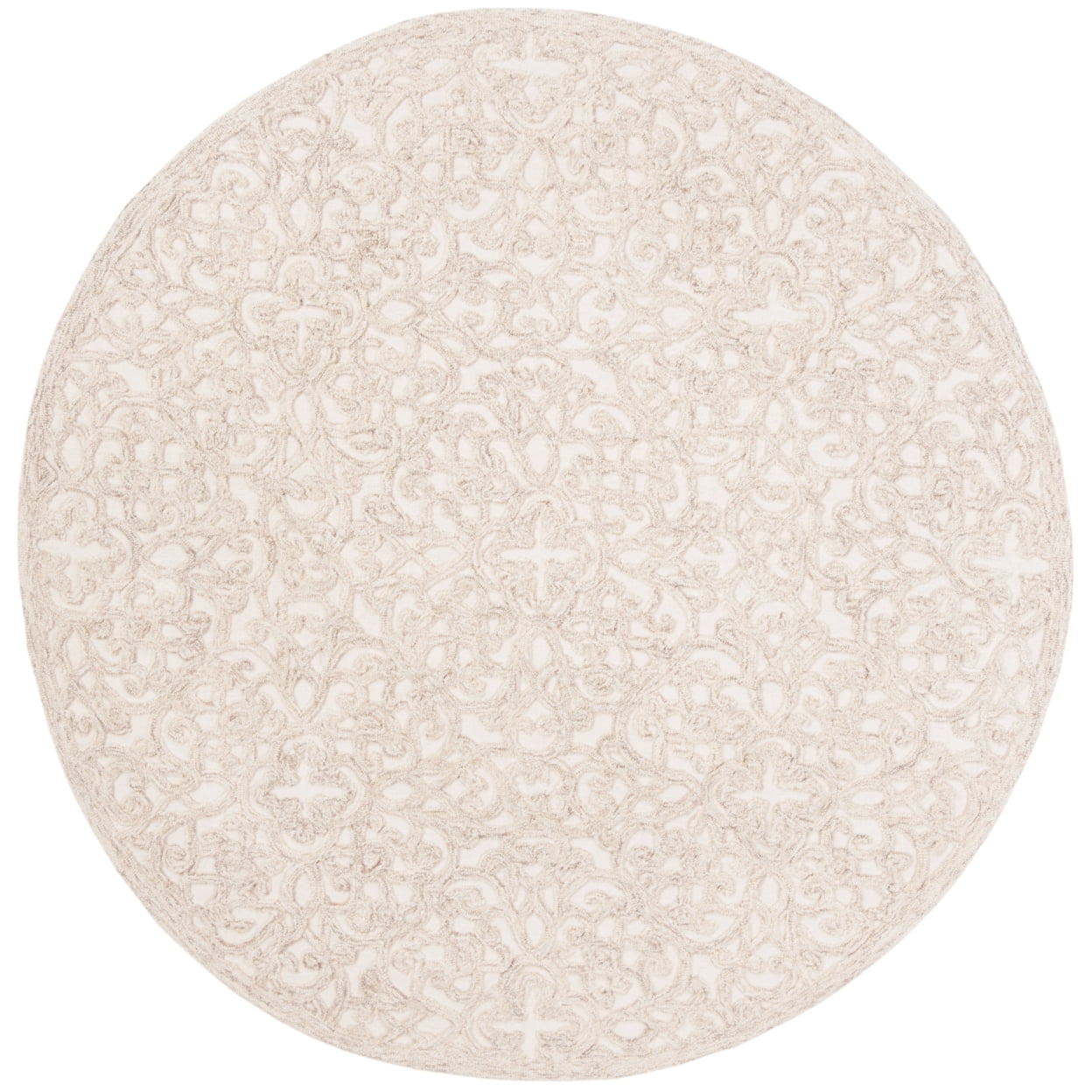 Camel and Ivory 6' Round Hand-Tufted Wool Area Rug