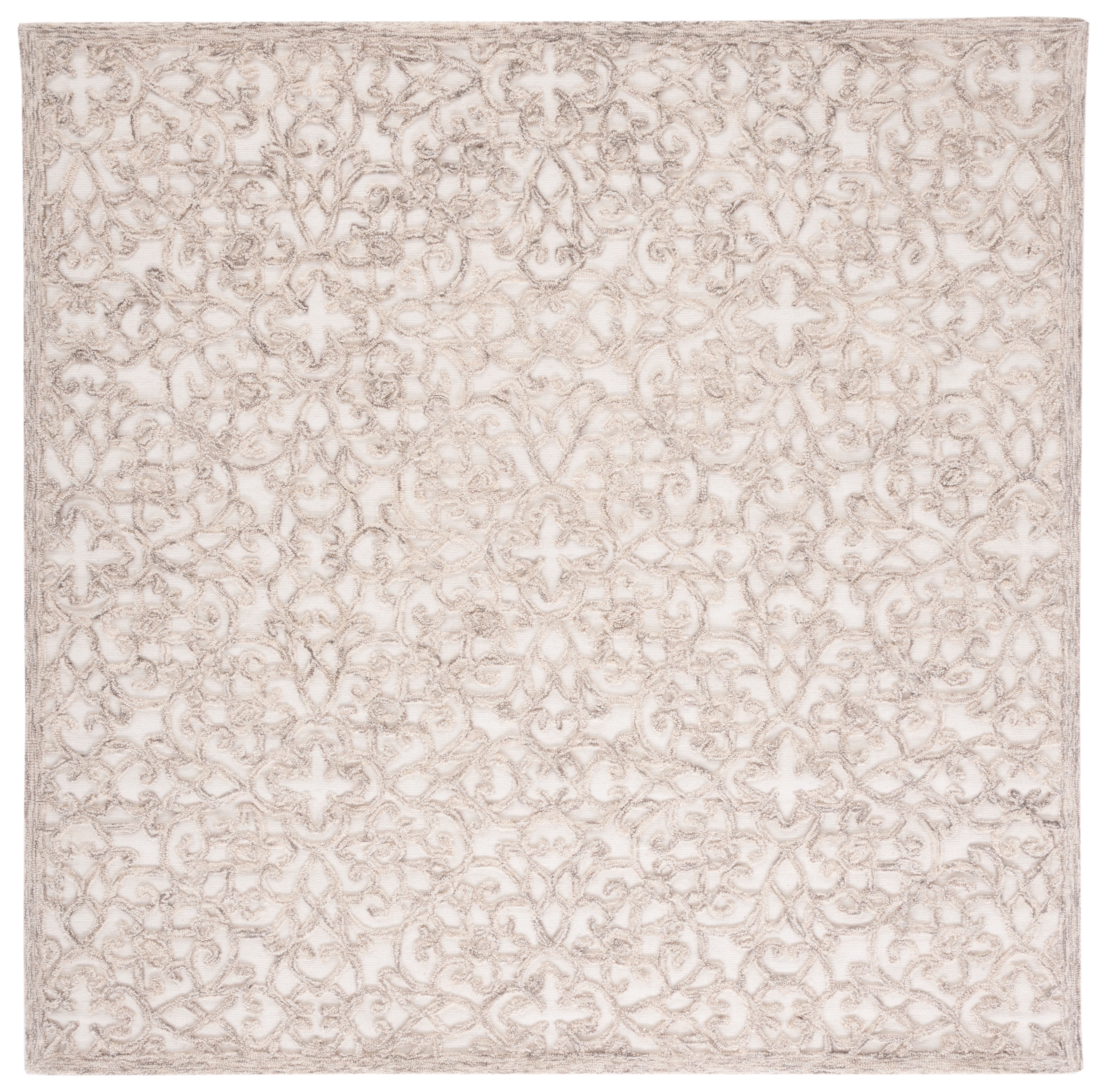 SAFAVIEH Trace Bryan Geometric Area Rug, Camel/Ivory, 6' x 6' Square