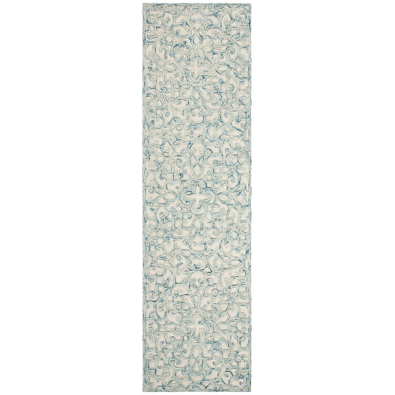 SAFAVIEH Trace Bryan Geometric Runner Rug, Blue/Ivory, 2'3" x 8'