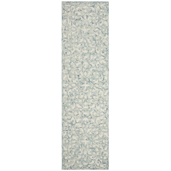 SAFAVIEH Trace Bryan Geometric Runner Rug, Blue/Ivory, 2'3" x 12'