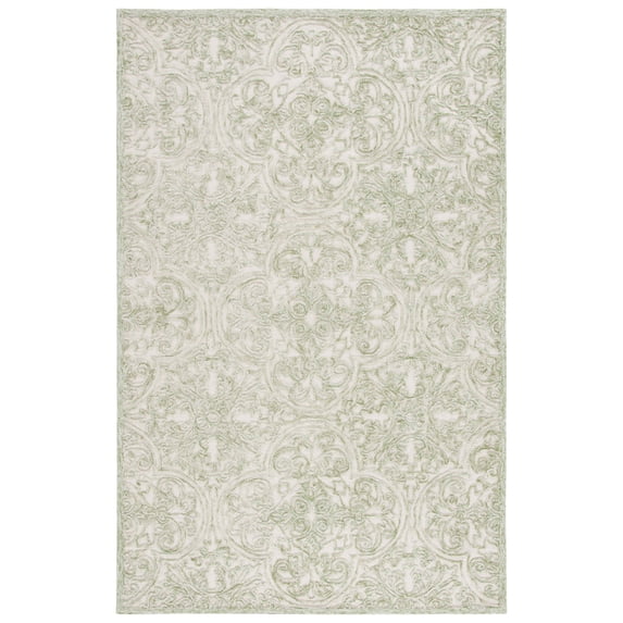 SAFAVIEH Trace Burton Geometric Area Rug, Ivory/Green, 3' x 5'