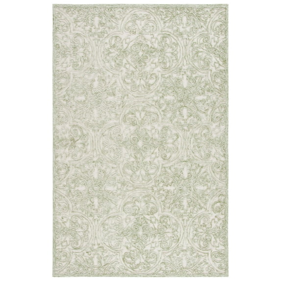 SAFAVIEH Trace Burton Geometric Area Rug, Ivory/Green, 5' x 8'