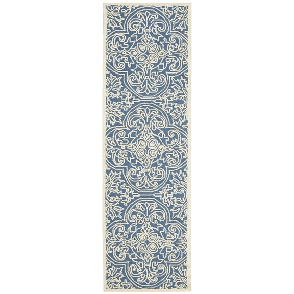 SAFAVIEH Trace Burton Geometric Runner Rug, Blue/Ivory, 2'3" x 6'