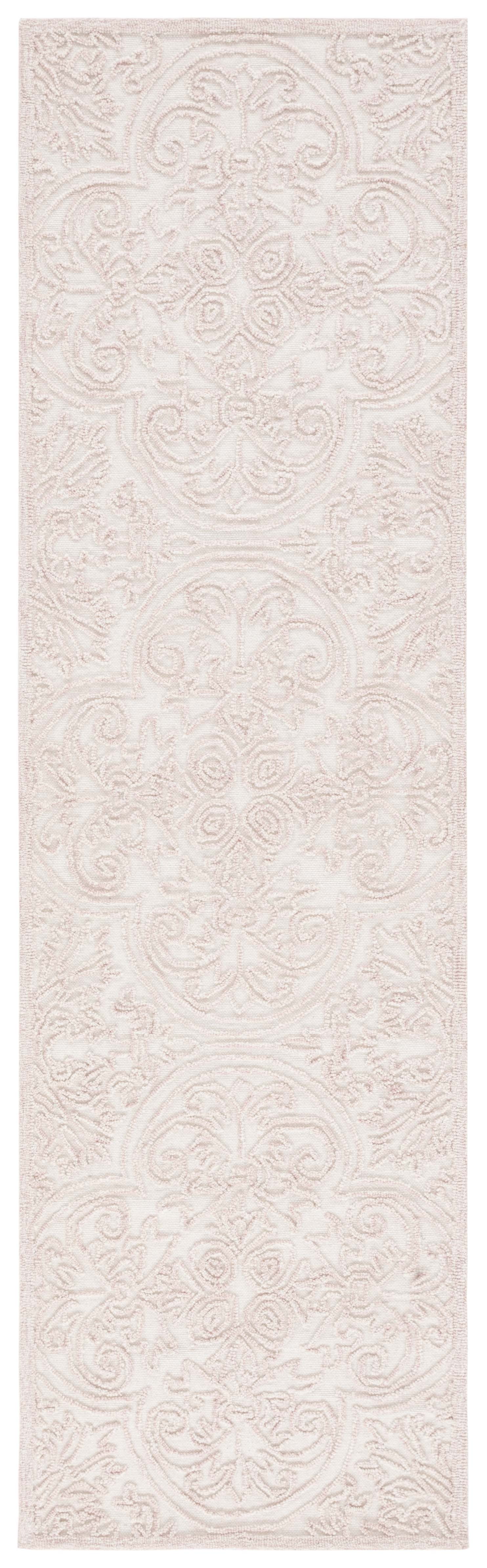 SAFAVIEH Trace Burton Geometric Runner Rug, Ivory/Pink, 2'3" x 8'
