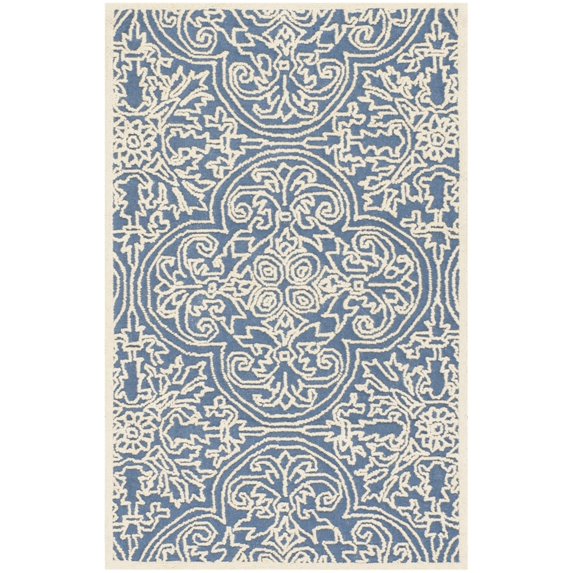 SAFAVIEH Trace Burton Geometric Wool Area Rug, Blue/Ivory, 2'3" x 4'