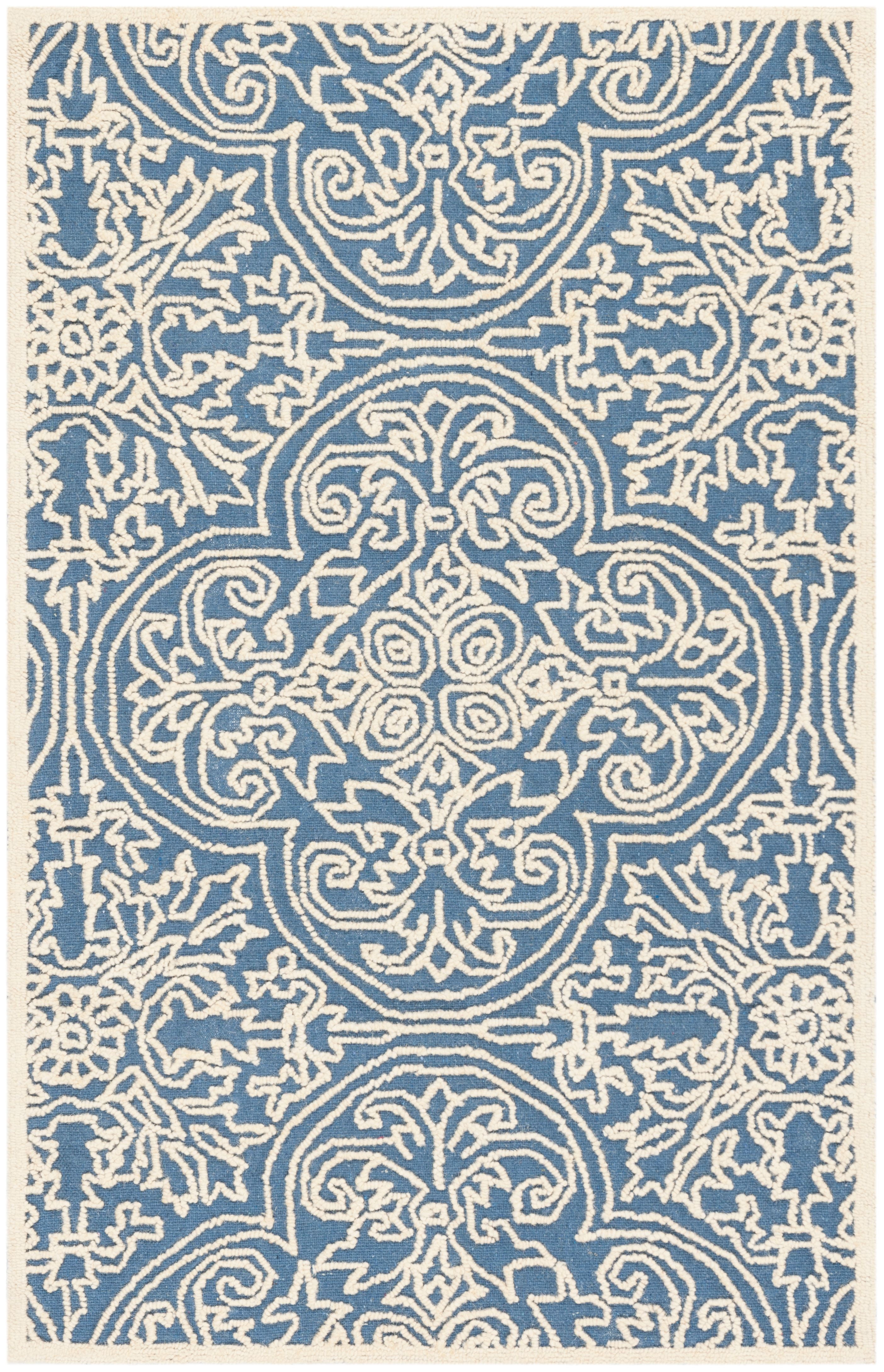 Trace Blue and Ivory Hand-Tufted Wool Area Rug 3' x 5'