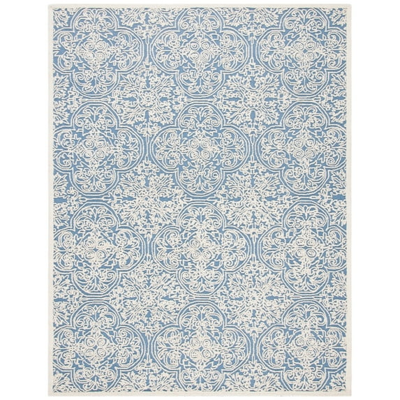 SAFAVIEH Trace Burton Geometric Wool Area Rug, Blue/Ivory, 5' x 8'