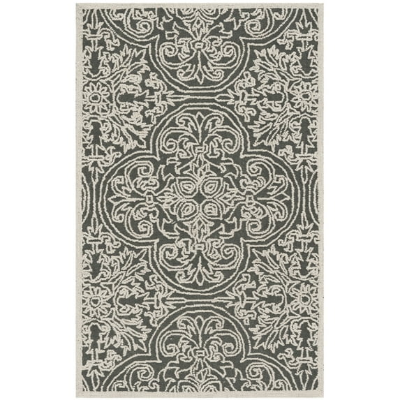 SAFAVIEH Trace Burton Geometric Wool Area Rug, Dark Grey/Light Grey, 2'3" x 4'
