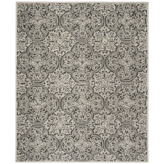SAFAVIEH Trace Burton Geometric Wool Area Rug, Dark Grey/Light Grey, 5' x 8'