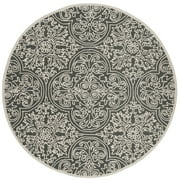 SAFAVIEH Trace Burton Geometric Wool Area Rug, Dark Grey/Light Grey, 6' x 6' Round