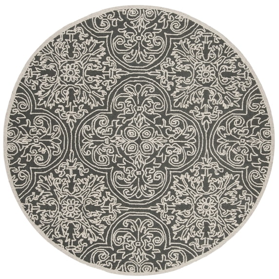 SAFAVIEH Trace Burton Geometric Wool Area Rug, Dark Grey/Light Grey, 6' x 6' Round