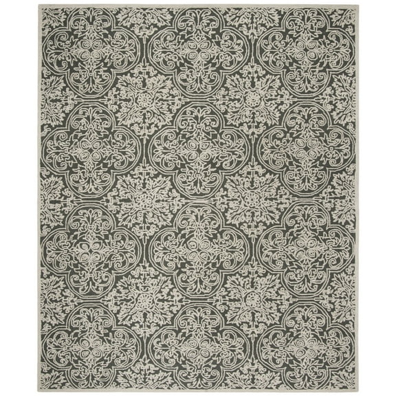 SAFAVIEH Trace Burton Geometric Wool Area Rug, Dark Grey/Light Grey, 8' x 10'