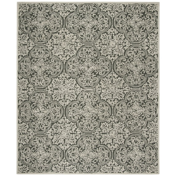 SAFAVIEH Trace Burton Geometric Wool Area Rug, Dark Grey/Light Grey, 8' x 10'
