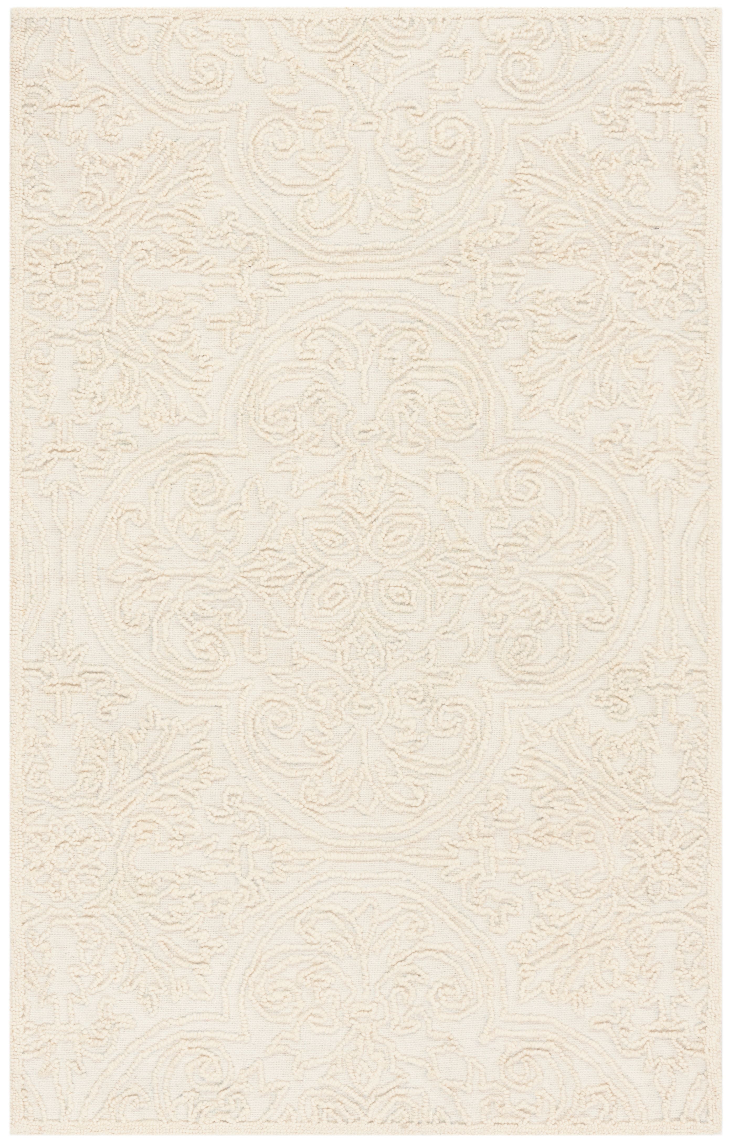 Elegant Ivory Hand-Tufted Wool Area Rug - 27" x 4"